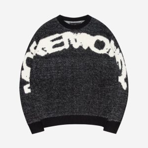 FURRY KNIT SWEATER BLACK