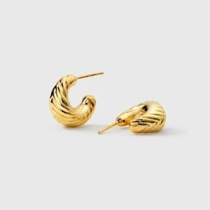 Bolded Little Sis Chevron Earrings Gold