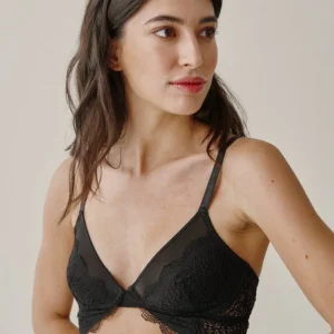 Schwarzes Bralette mit Spitzenverzierung